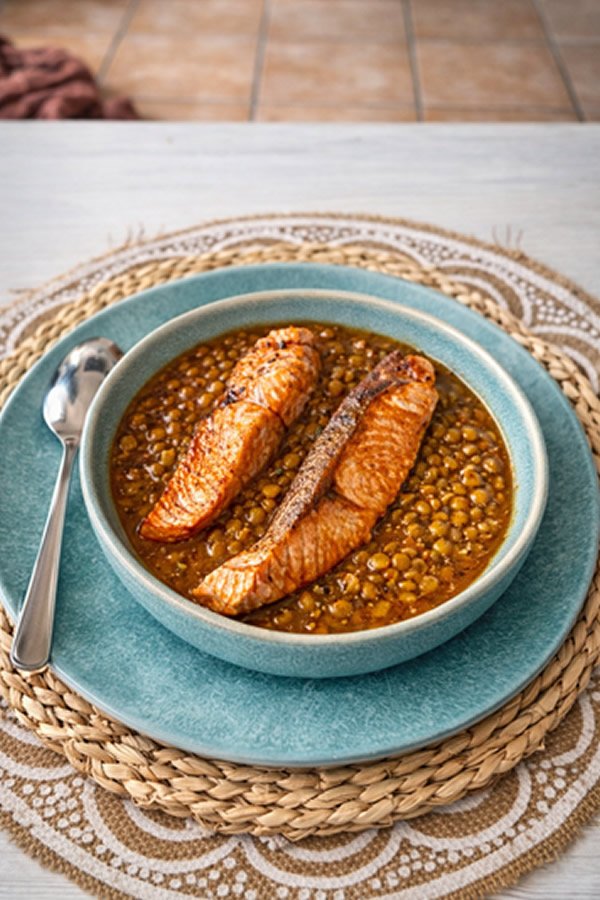 Nerea Olivares - Recetas - Salmon con lentejas
